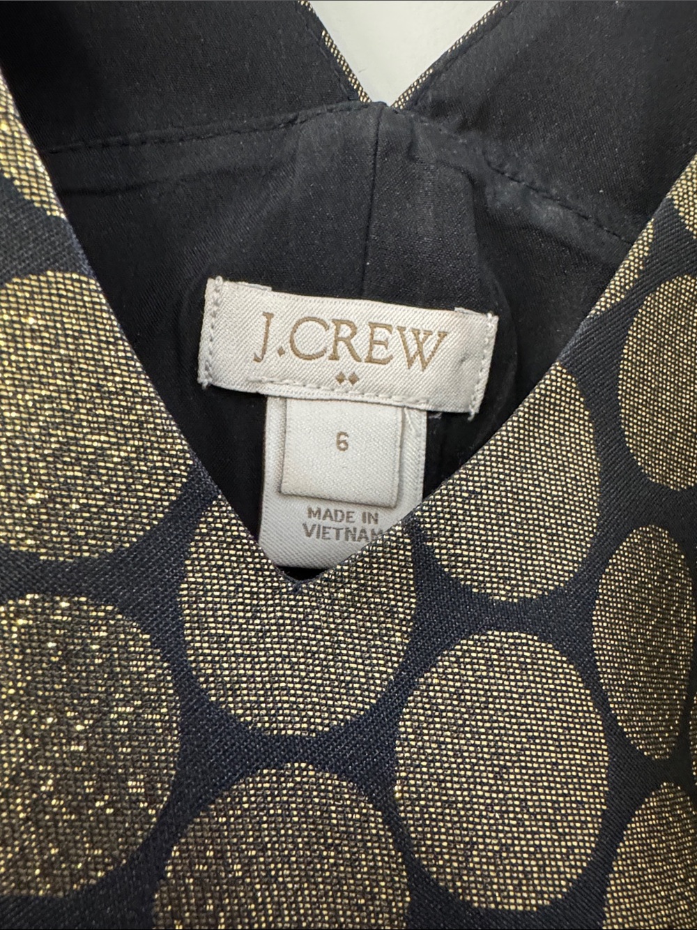 J. Crew Black & Gold Metallic Dot Midi Dress - Picture 2 of 6